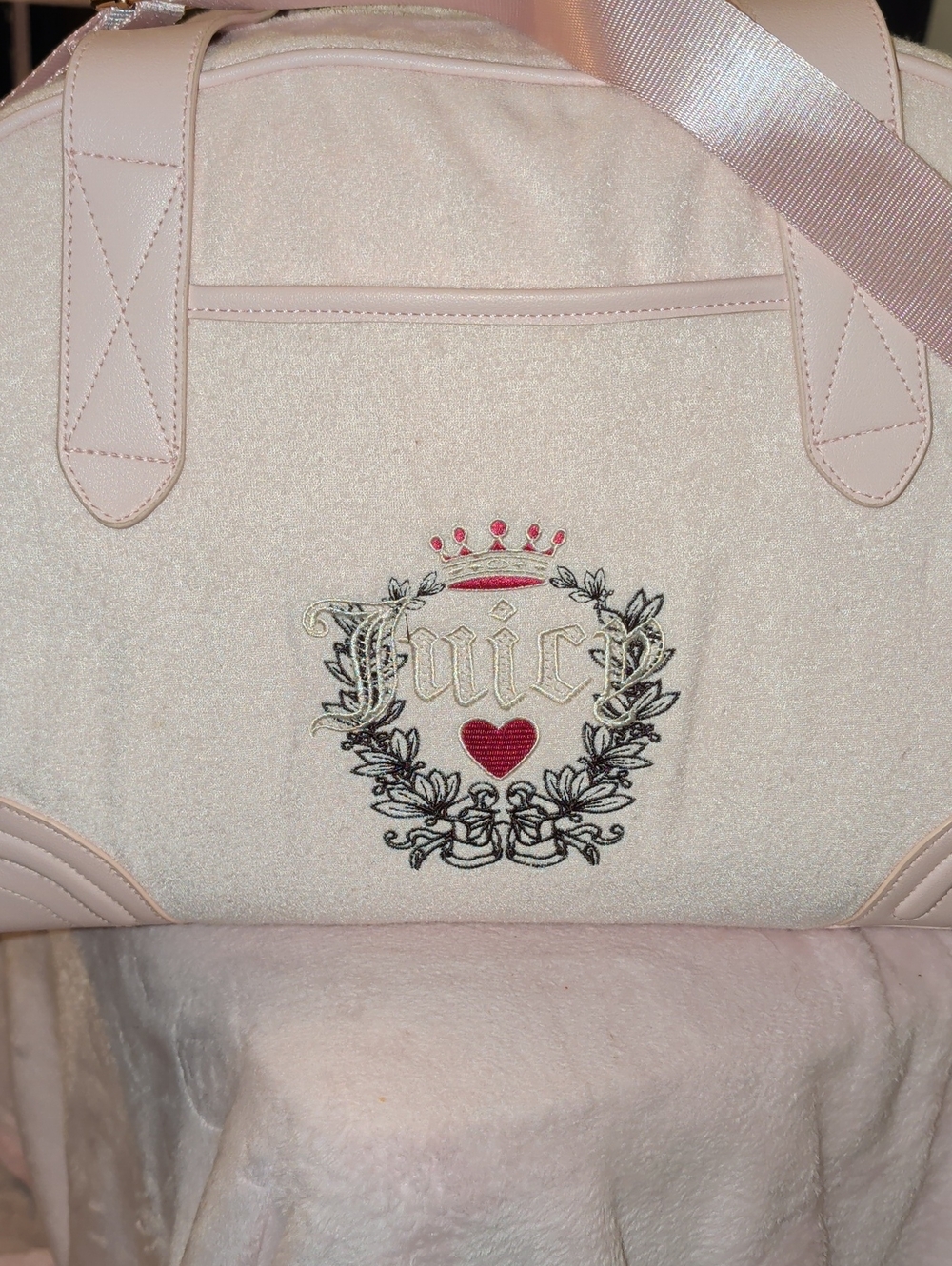Juicy Couture Pale Pink Embroidered Crest Travel Bag